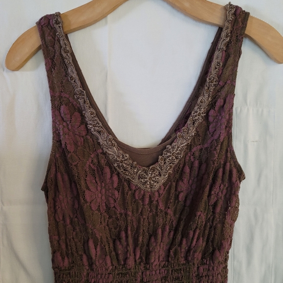 Free People mauve lace midi dress size medium - Picture 3 of 10